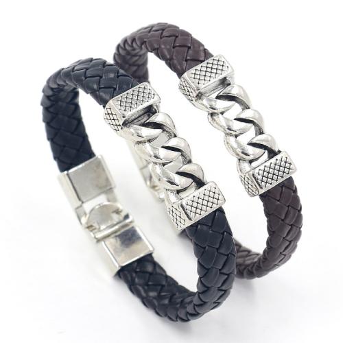 PU Leder Armband, mit Zinklegierung, Punk-Stil & für den Menschen, keine, 210x11mm, verkauft von PC