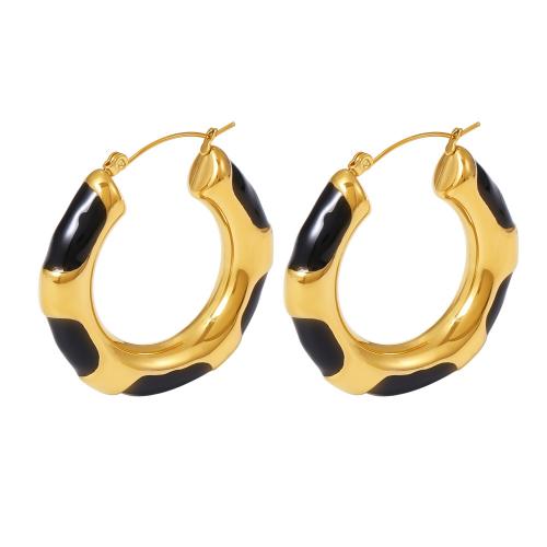 Stainless Steel Leverback Earring, 304 Stainless Steel, fashion jewelry & for woman & enamel, golden 