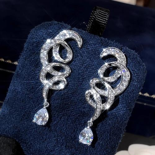 Cubic Zirconia Micro Pave Brass Earring, fashion jewelry & micro pave cubic zirconia & for woman 