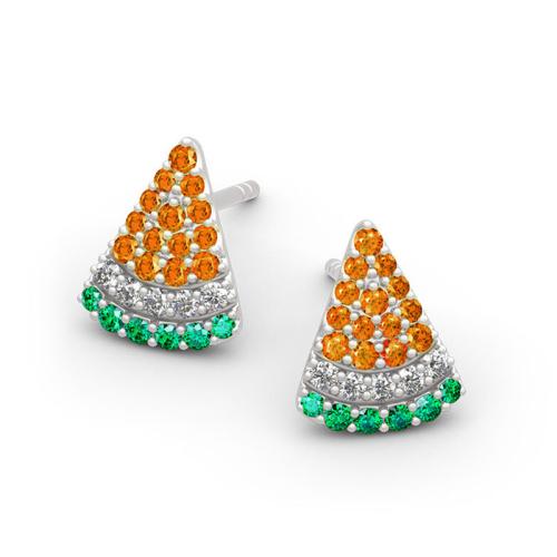 Cubic Zirconia Micro Pave Brass Earring, Watermelon, fashion jewelry & micro pave cubic zirconia & for woman 