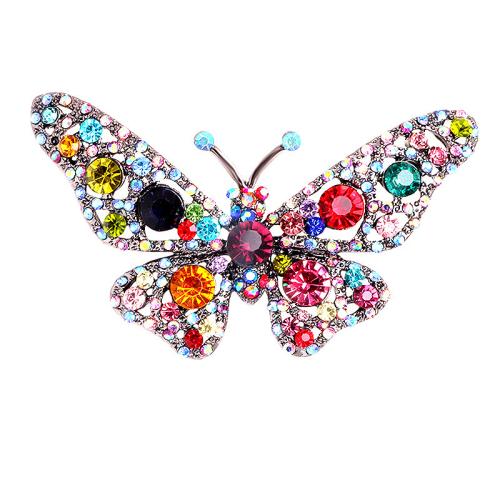 Rhinestone Zinc Alloy Brooch, Butterfly, fashion jewelry & for woman & with rhinestone 