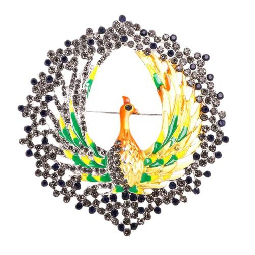 Rhinestone Zinc Alloy Brooch, Peacock, fashion jewelry & for woman & with rhinestone 