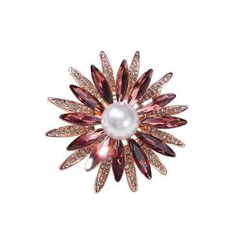 Broche de perlas plástica, aleación de zinc, con Perlas plásticas, Joyería & para mujer & con diamantes de imitación, más colores para la opción, 46x47mm, Vendido por UD