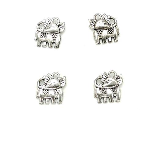 Zinc Alloy Animal Pendants, Elephant, antique silver color plated, DIY 