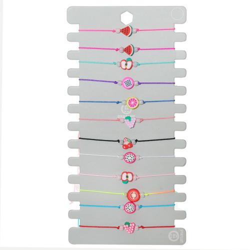 Pulseras de arcilla polimérica, Arcilla polimero, con Cordón de nudo, Fruta, Ajustable & para mujer, multicolor, longitud:30 cm, 12PCs/Set, Vendido por Set[