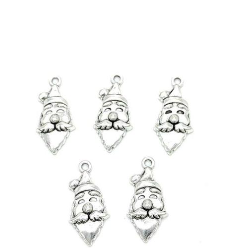 Zinc Alloy Christmas Pendants, Santa Claus, antique silver color plated, DIY 