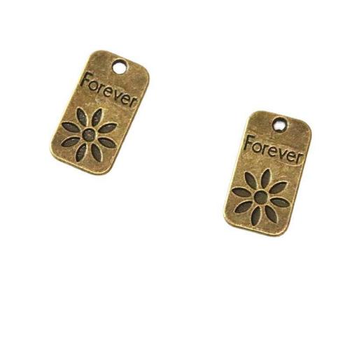 Zinc Alloy Jewelry Pendants, Rectangle, antique bronze color plated, DIY 