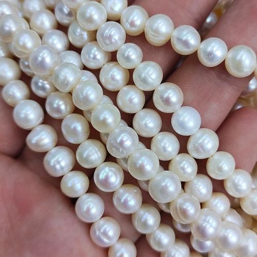 Natural Freshwater Pearl Loose Beads, Slightly Round, DIY, white mm Approx 38 cm 