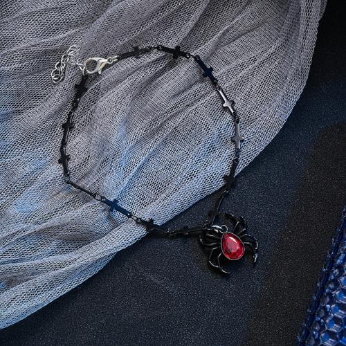 aleación de zinc Pulsera, con Acrílico, con 5cm extender cadena, Araña, chapado, Diseño de Halloween & Joyería & para mujer, Negro, Pendant:2cm, longitud:17.5 cm, Vendido por UD