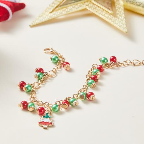 Zinc Alloy Christmas Bracelet, with Plastic, KC gold color plated, Christmas Design & for woman & enamel 