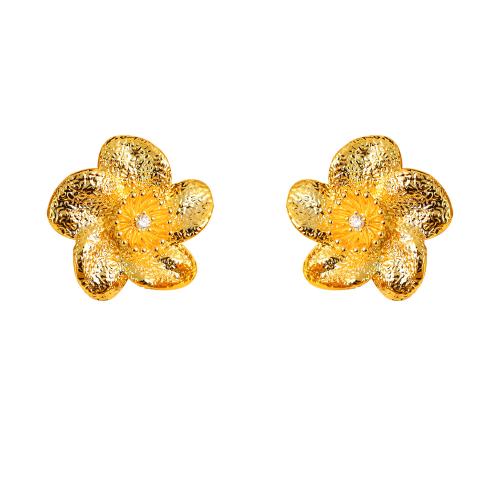 Cubic Zirconia Micro Pave Brass Earring, petals, plated, micro pave cubic zirconia & for woman 