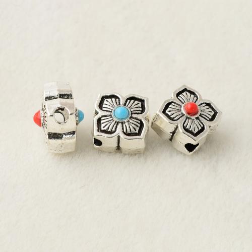 Zinc Alloy Flower Beads, plated, DIY, silver color Approx 2.1mm [