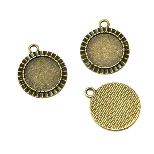 Zinc Alloy Pendant Cabochon Setting, Flower, antique brass color plated, DIY, 18mm 