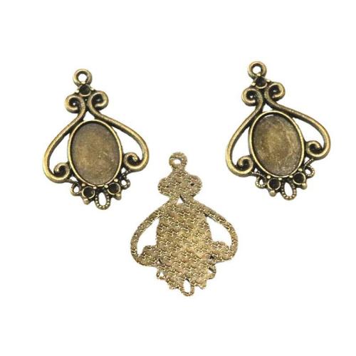 Zinc Alloy Pendant Cabochon Setting, antique brass color plated, DIY 