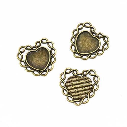 Zinc Alloy Pendant Cabochon Setting, Heart, antique brass color plated, DIY 