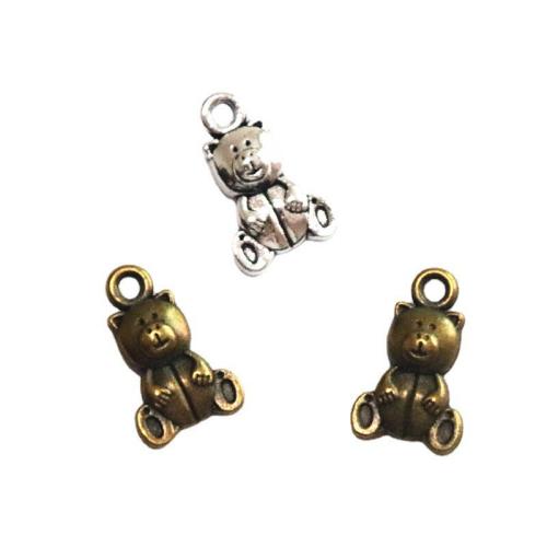 Zinc Alloy Animal Pendants, Bear, antique brass color plated, DIY 