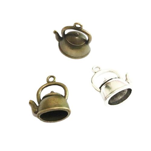 Zinc Alloy Jewelry Pendants, Teapot, plated, DIY 