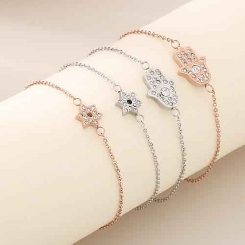 Pulseras de acero inoxidable, acero inoxidable 304, Recubrimiento iónico al vacío, diferentes estilos para la opción & para mujer & con diamantes de imitación, más colores para la opción, Vendido por UD[