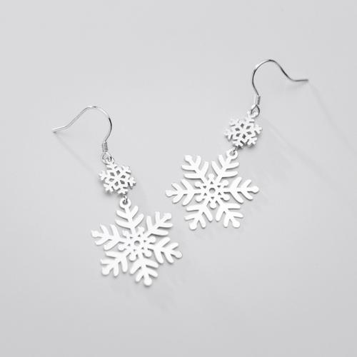 925 Sterling Silver Drop Earring, Snowflake, Christmas jewelry & for woman 