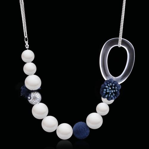 Acrylic Necklace, Plastic Pearl, with Zinc Alloy & Acrylic, with 7.4cm extender chain, fashion jewelry & for woman Approx 49 cm 