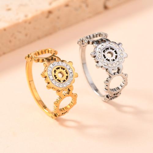 Strass Edelstahl Fingerring, 304 Edelstahl, unisex & verschiedene Größen vorhanden & mit Strass, keine, verkauft von PC