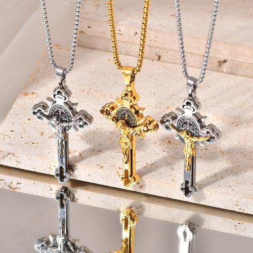 Stainless Steel Jewelry Necklace, 304 Stainless Steel, Cross, fashion jewelry & Unisex 72mm Approx 60 cm 