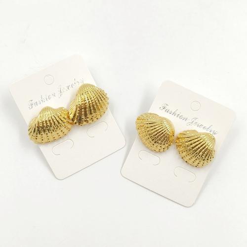 Boucle en laiton, coquille, Placage de couleur d'or, bijoux de mode & pour femme Vendu par paire