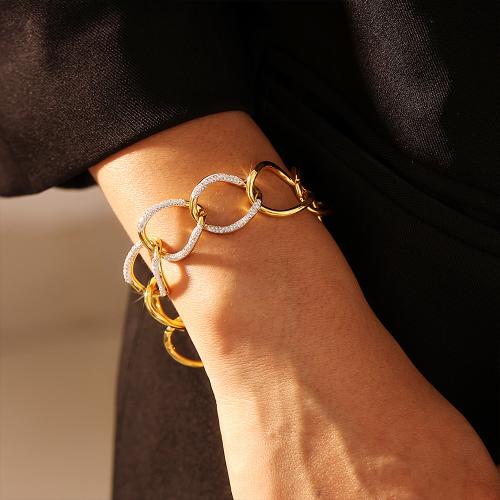 Bracelets en acier inoxydable, Acier inoxydable 304, Placage de couleur d'or, pour femme cm, Vendu par PC