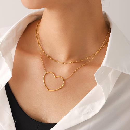 Stainless Steel Jewelry Necklace, 304 Stainless Steel, Heart, gold color plated & for woman 