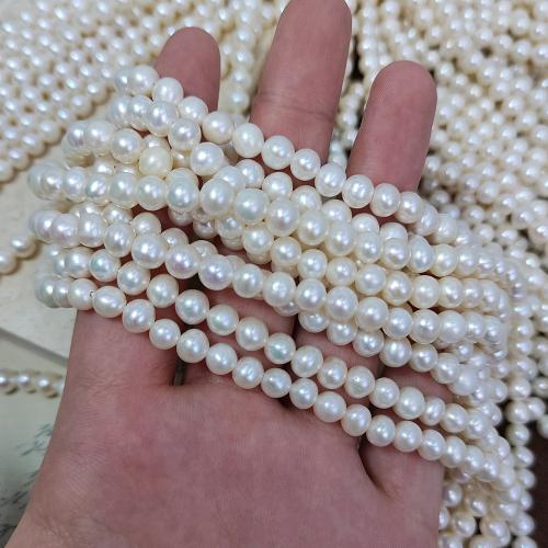 Natural Freshwater Pearl Loose Beads, Slightly Round, DIY, white mm Approx 38 cm 