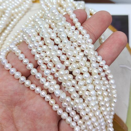 Natural Freshwater Pearl Loose Beads, Slightly Round, DIY, white, 3.5mm Approx 38 cm 