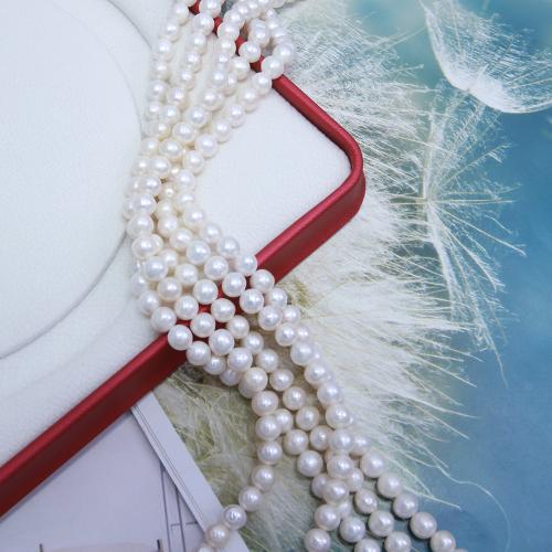 Natural Freshwater Pearl Loose Beads, Slightly Round, DIY, white mm Approx 38 cm 