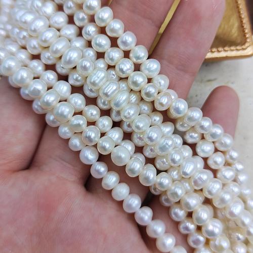 Natural Freshwater Pearl Loose Beads, Slightly Round, DIY, white .5mm Approx 38 cm 