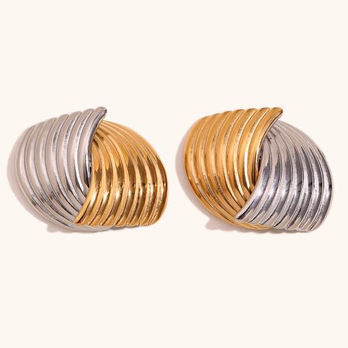 Stainless Steel Stud Earring, 304 Stainless Steel, plated, fashion jewelry & for woman & two tone 