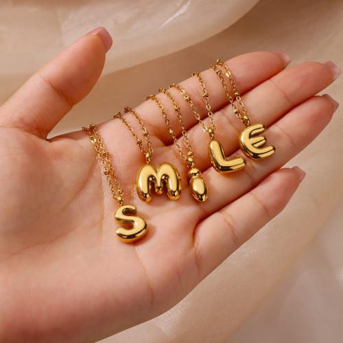 Stainless Steel Jewelry Necklace, 304 Stainless Steel, with 5cm extender chain, Alphabet Letter, plated, fashion jewelry & for woman, golden cm 