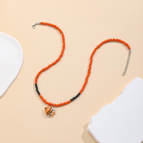 Collier acrylique, avec porcelaine, avec 5cm chaînes de rallonge, fait à la main, bijoux de mode & styles différents pour le choix & pour femme, multicolore cm, Vendu par PC