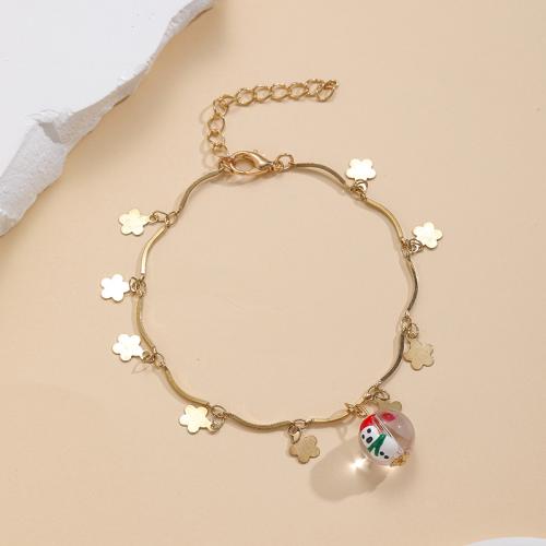 Zinc Alloy Christmas Bracelet, with Glass, with 5cm extender chain, plated, Christmas Design & Unisex golden .5 cm 