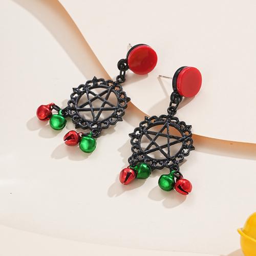 Christmas Earrings, Zinc Alloy, with Resin, plated, Christmas Design & for woman & hollow, black 