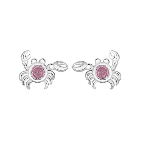 Silver Earring Zircon pavent Sterling, argent sterling 925, crabe, pavé de micro zircon & pour femme, argent Vendu par paire