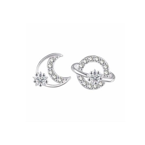 Silver Earring Zircon pavent Sterling, argent sterling 925, pavé de micro zircon & pour femme, argent Vendu par paire