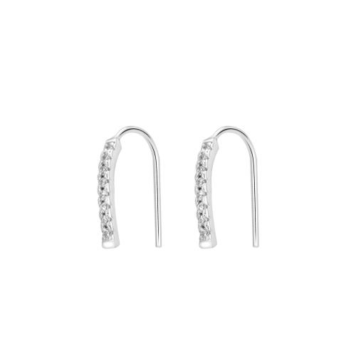 Cubic Zirconia Micro Pave Sterling Silver Earring, 925 Sterling Silver, micro pave cubic zirconia & for woman, silver color 