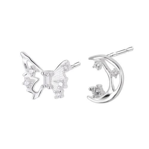 Silver Earring Zircon pavent Sterling, argent sterling 925, pavé de micro zircon & pour femme, argent Vendu par paire