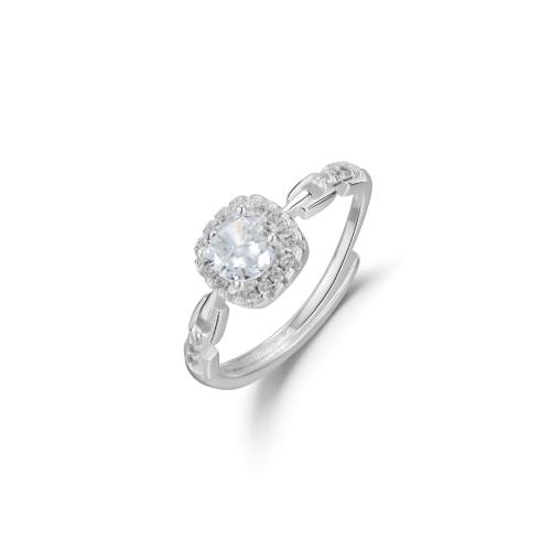 Anillo de dedo Zirconia Micro Pave Sterling Silver Cubic, plata de ley 925, micro arcilla de zirconia cúbica & para mujer, plateado, Vendido por UD