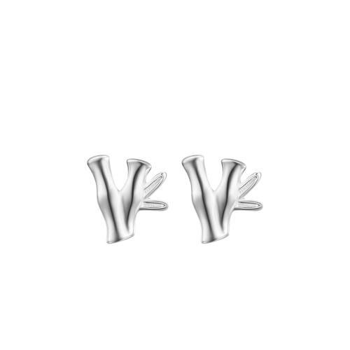 Sterling Silber Stud Ohrring, 925 Sterling Silber, für Frau, Silberfarbe, 6.4x5.2mm, verkauft von Paar