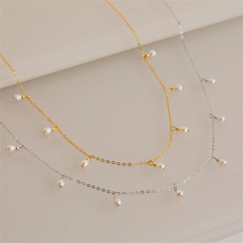 Stainless Steel Jewelry Necklace, 304 Stainless Steel, with Plastic Pearl, plated, for woman 