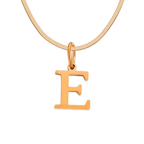 Stainless Steel Jewelry Necklace, Titanium Steel, with 304 Stainless Steel Chain, plated, letters are from A to Z & for woman 