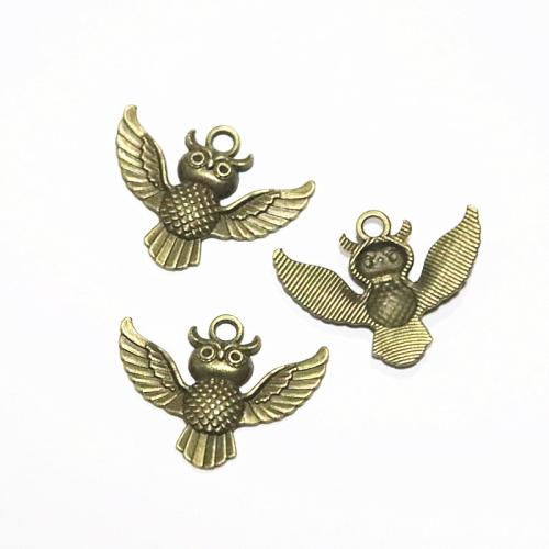 Zinc Alloy Animal Pendants, Owl, plated, DIY 