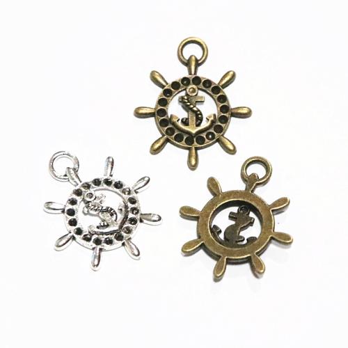 Zinc Alloy Ship Wheel & Anchor Pendentif, alliage de zinc, roue de bateau, Placage, DIY, plus de couleurs à choisir Vendu par sac