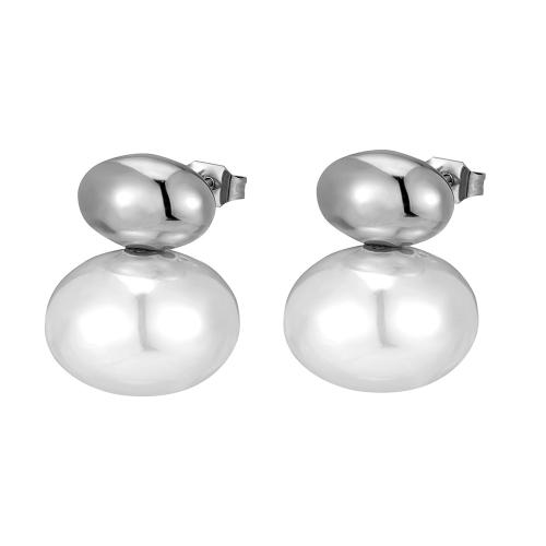 Titanium Steel Stud Earring, with Shell Pearl, fashion jewelry & for woman 