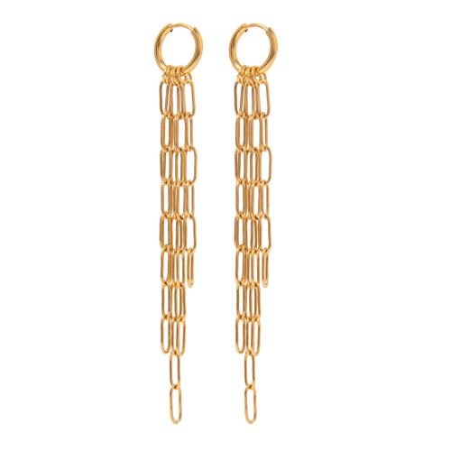 Fashion Fringe Earrings, 304 Stainless Steel, Vacuum Ion Plating, fashion jewelry & for woman, golden, 98mm 